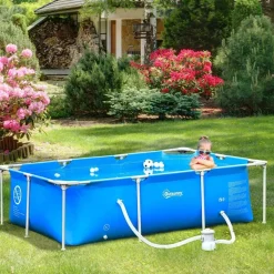 - Piscina desmontable tubular de acero azul 2.100 l con depuradora*Outsunny Clearance