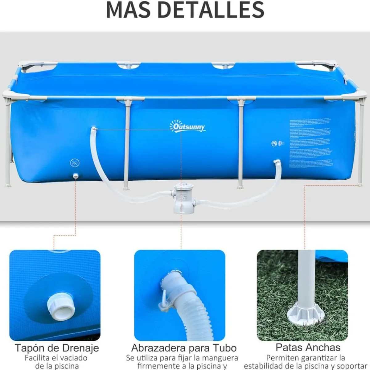 - Piscina desmontable tubular de acero azul 2.100 l con depuradora*Outsunny Clearance