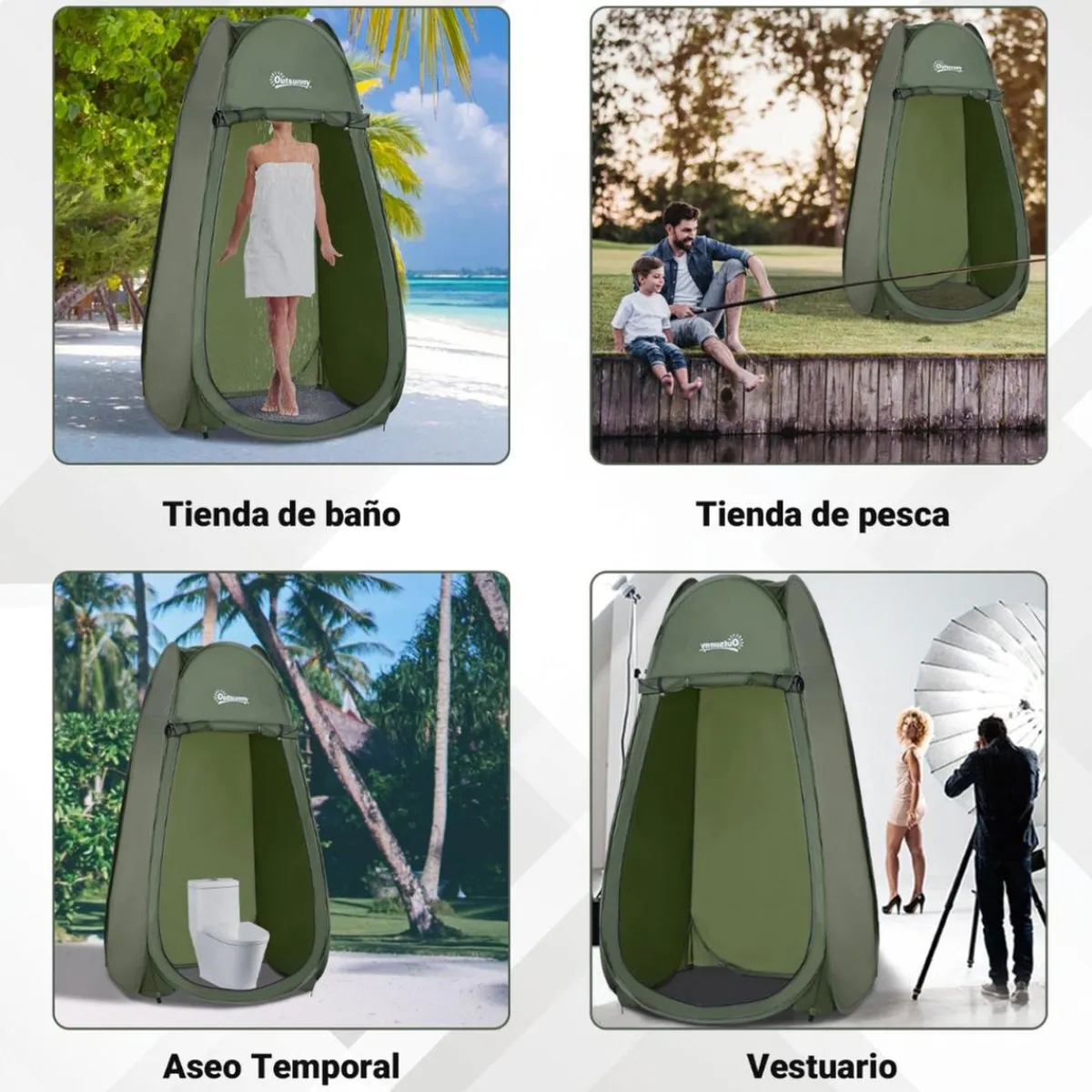 - Tienda camping Pop Up Verde*Outsunny Best