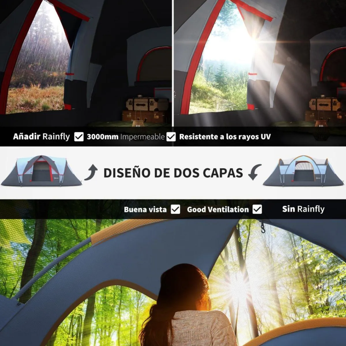 - Tienda de campaña 455x230x180 cm Gris Juguetes De Verano