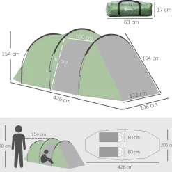 - Tienda de campaña familiar 426x206x154 cm Verde*Outsunny Hot