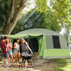 - Tienda de campaña familiar 405x305x225 cm Verde*Outsunny Outlet