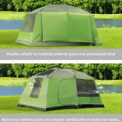 - Tienda de campaña familiar 405x305x225 cm Verde*Outsunny Outlet