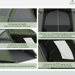 Online - Tienda de campaña familiar 475x264x172 cm Verde Juguetes De Verano