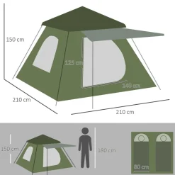Hot - Tienda de campaña Pop Up 210x210x150cm Verde Juguetes De Verano