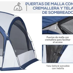 - Tienda de camping con mosquiteras 350x350x230 cm Blanco y Azul Juguetes De Verano