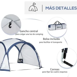 - Tienda de camping con mosquiteras 350x350x230 cm Blanco y Azul Juguetes De Verano