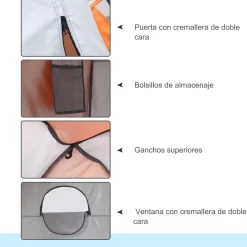 - Tienda de ducha camping con mosquiteras 123x121x198 cm Naranja*Outsunny New