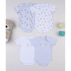 Pack 5 bodies de manga corta en gris y blanco para bebé*Prenatal Outlet