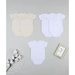 Pack 5 bodies de manga corta para niña en beige y blanco*Prenatal Online
