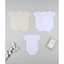 Pack 5 bodies de manga corta para niña en beige y blanco*Prenatal Online