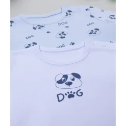Hot Pack 2 bodies de manga larga niño blanco y azul con perros Descanso Y Ropa Interior·Bebé 3-36 Meses