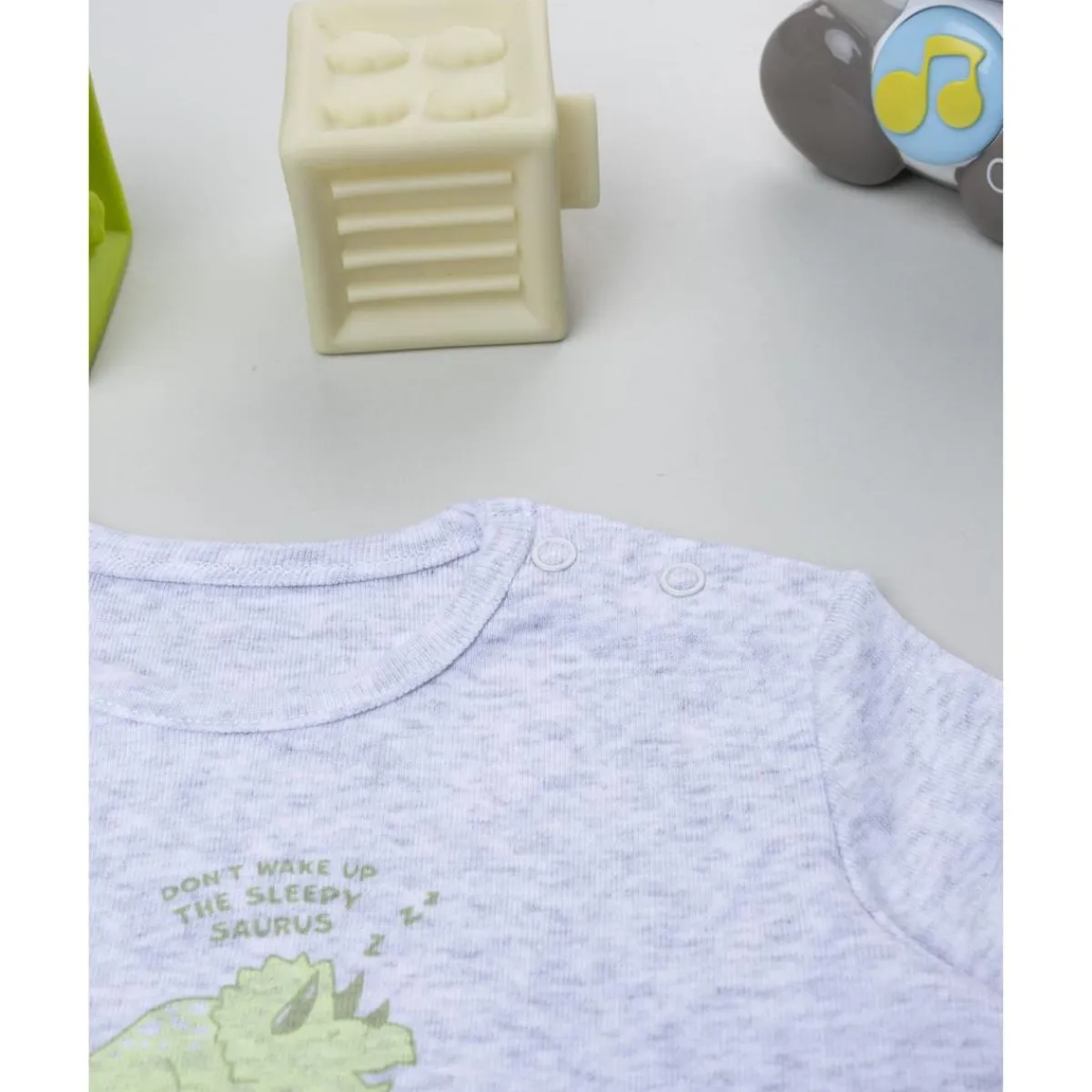 Clearance Pack 2 bodies de manga larga niño gris y blanco con dinosaurios Descanso Y Ropa Interior·Bebé 3-36 Meses