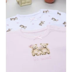 Pack 2 bodies de manga larga niña rosa y blanco con ositos Descanso Y Ropa Interior·Bebé 3-36 Meses