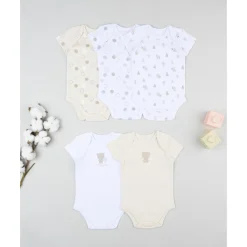 Discount Pack 5 bodies de recién nacido osito blanco/beige Ropa Y Accesorios·Bodies|Recién Nacido·Ropa Y Accesorios