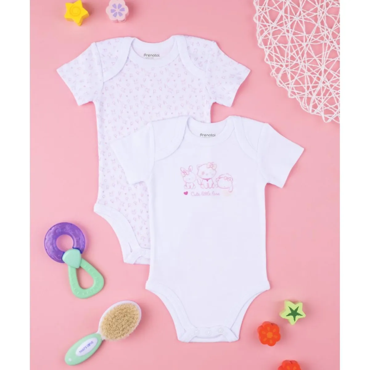 Pack 2 bodys interiores de bebé niña con estampado de gatos*Prenatal New