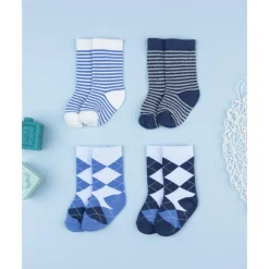 Best Pack 4 calcetines altos niño azul con fantasía Calzado Y Accesorios·Accesorios Y Complementos