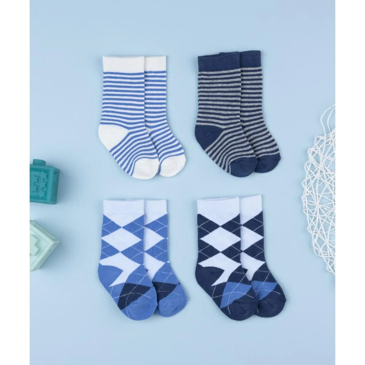 Best Pack 4 calcetines altos niño azul con fantasía Calzado Y Accesorios·Accesorios Y Complementos