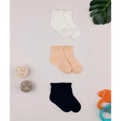 Pack 3 Calcetines Bebé Niña Blanco/Naranja/Negro*Prenatal Hot