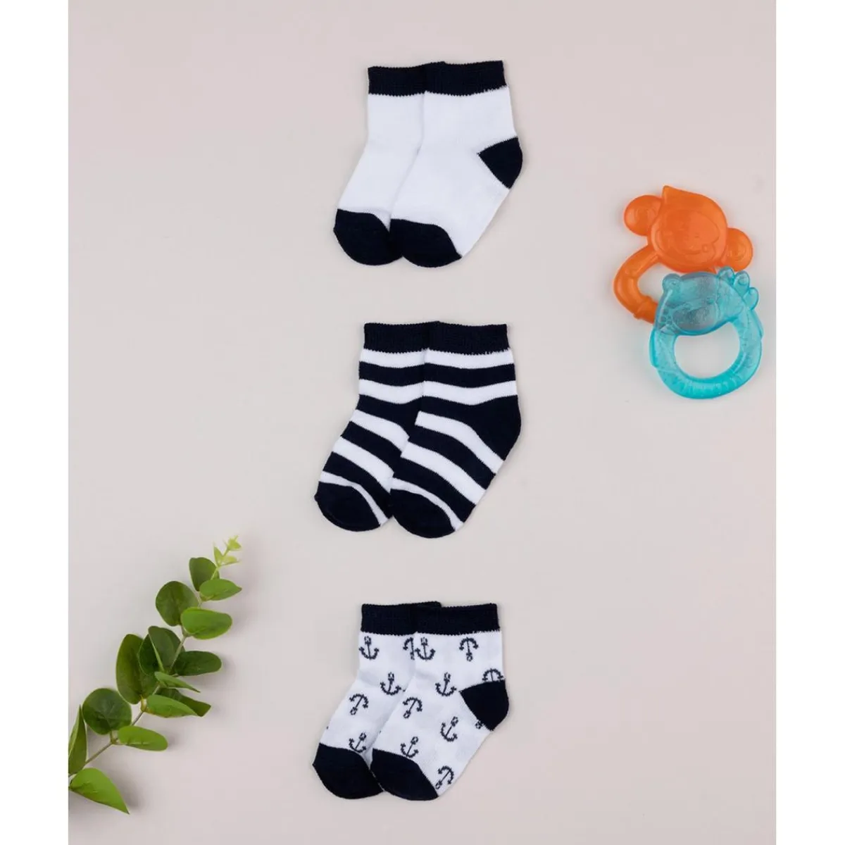 Pack 3 Calcetines Bebé Niño Blanco/Azul Bicolor*Prenatal Best