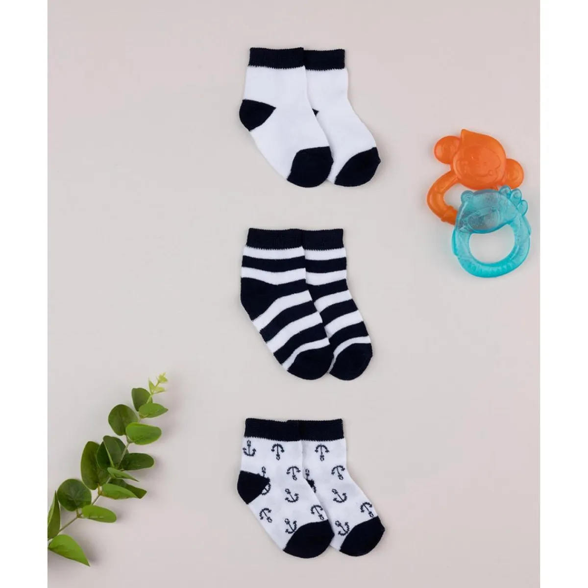 Pack 3 Calcetines Bebé Niño Blanco/Azul Bicolor*Prenatal Best