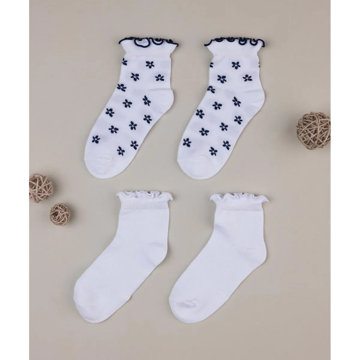 Pack 2 calcetines cortos niña blanco/azul*Prenatal New