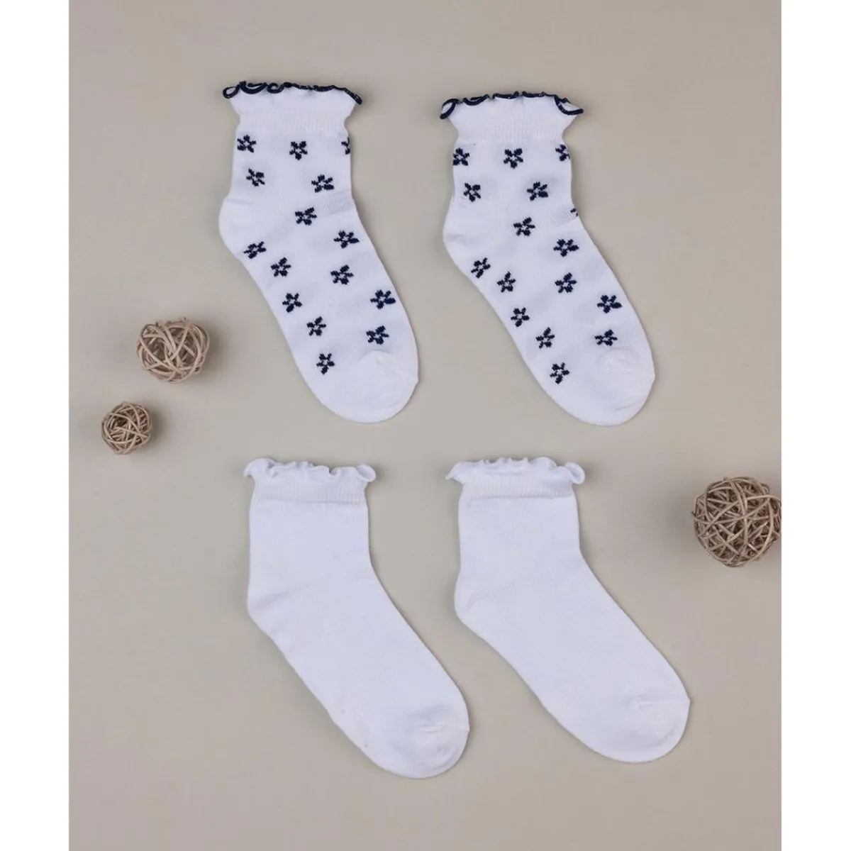 Pack 2 calcetines cortos niña blanco/azul*Prenatal New