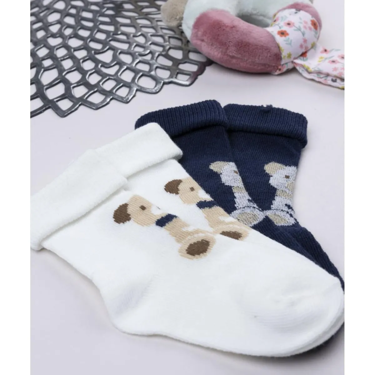 Outlet Pack 2 calcetines niño blanco/azul ositos Recién Nacido·Ropa Y Accesorios|Ropa Y Accesorios·Zapatos Y Calcetines