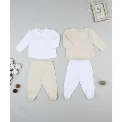 Sale Pack 2 conjuntos de niña en terciopelo blanco y beige Recién Nacido·Ropa Y Accesorios|Ropa Y Accesorios·Conjuntos