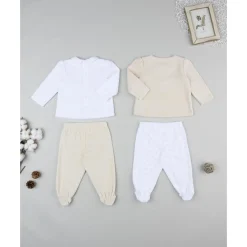 Sale Pack 2 conjuntos de niña en terciopelo blanco y beige Recién Nacido·Ropa Y Accesorios|Ropa Y Accesorios·Conjuntos