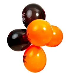 Discount Pack 50 Globos Naranja y Negro Disfraces|Halloween