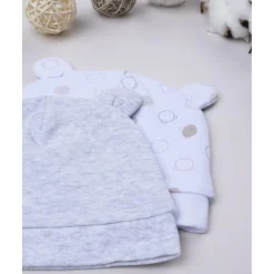 Pack 2 gorros de recién nacido en crema y gris con orejitas*Prenatal