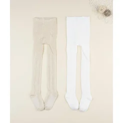 Pack 2 leotardos de niña beige y blanco*Prenatal Best