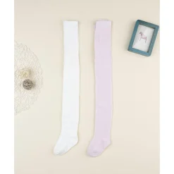 Pack 2 leotardos de niña blanco y rosa*Prenatal Hot