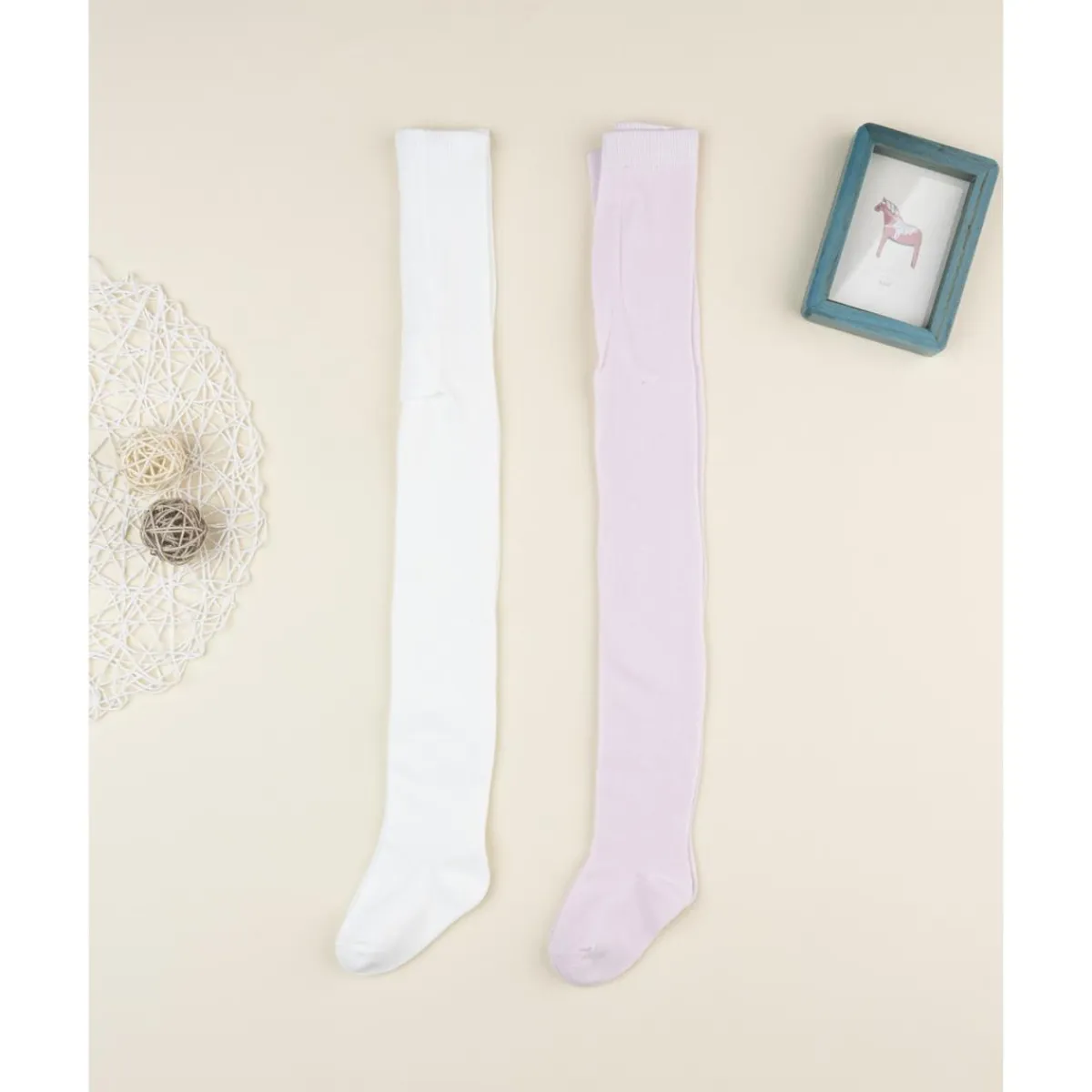 Pack 2 leotardos de niña blanco y rosa*Prenatal Hot