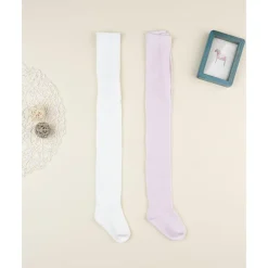 Pack 2 leotardos de niña blanco y rosa*Prenatal Hot