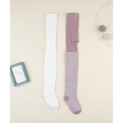 Pack 2 leotardos de niña blanco y rosa Calzado Y Accesorios·Accesorios Y Complementos