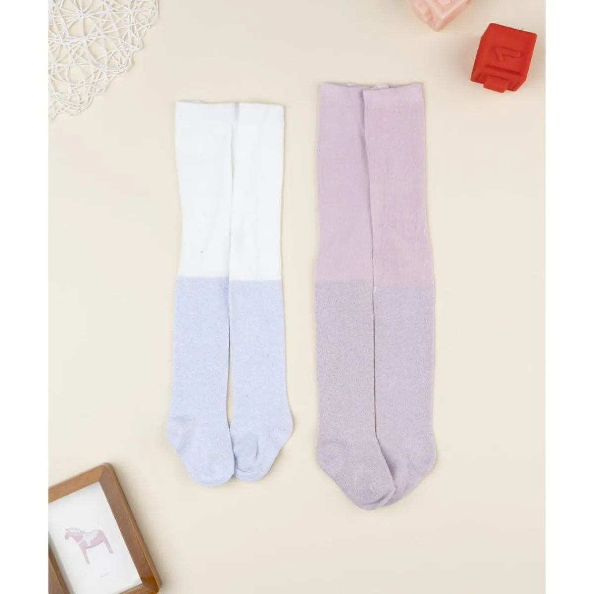 Pack 2 leotardos de niña con hilo lurex*Prenatal Online