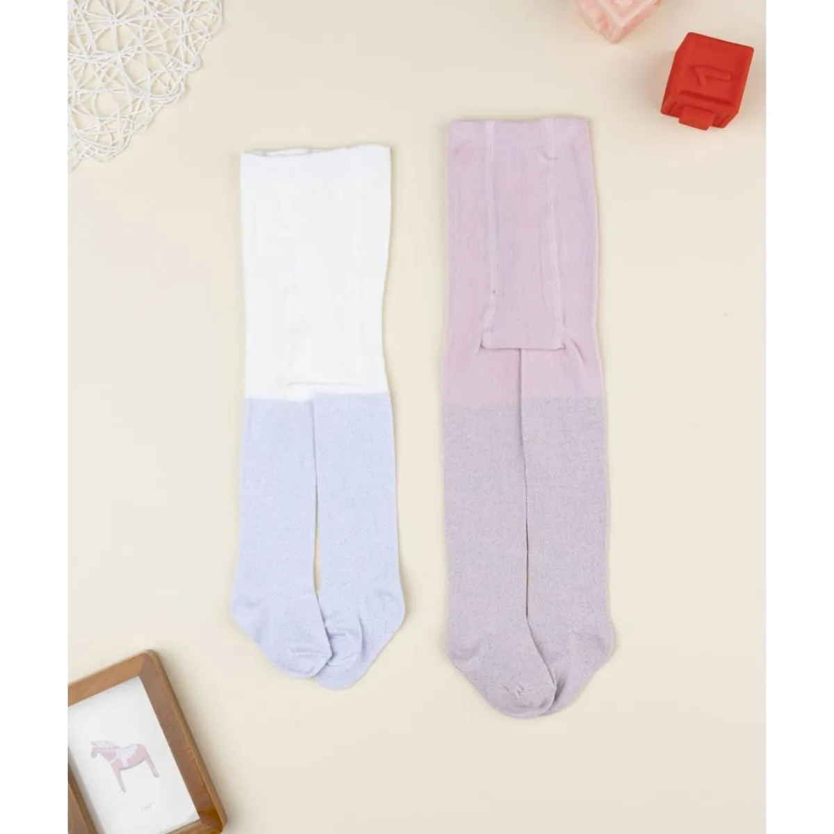 Pack 2 leotardos de niña con hilo lurex*Prenatal Online