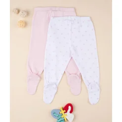 Hot Pack 2 pantalones con pies de bebé niña en algodón Recién Nacido·Ropa Y Accesorios|Ropa Y Accesorios·Pantalones Y Petos