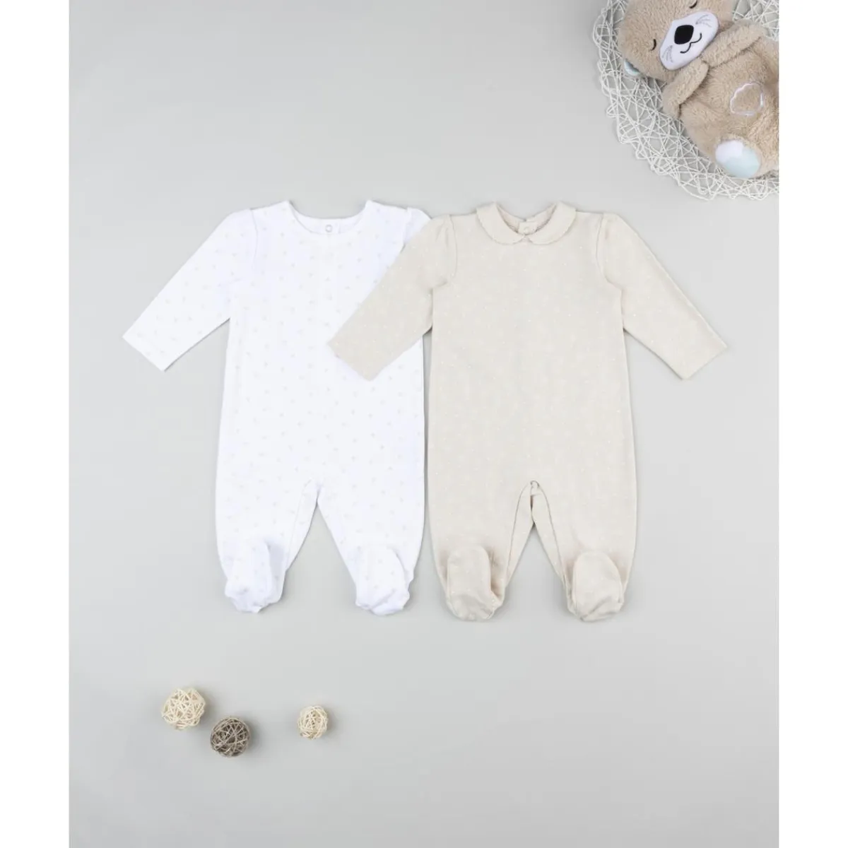 Pack 2 peleles estampado allover para recién nacido*Prenatal Clearance