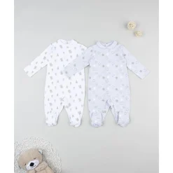 Pack 2 peleles interlock de recién nacido blanco/gris*Prenatal Clearance