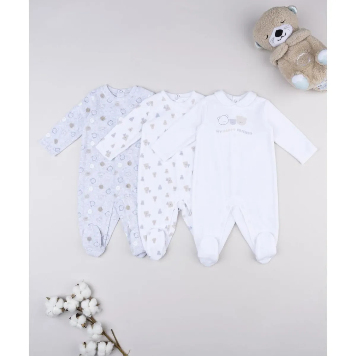 Best Pack 3 pijamas corredino para bebé con estampado de ositos Ropa Y Accesorios·Peleles|Recién Nacido·Ropa Y Accesorios