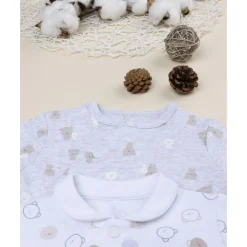 Outlet Pack 3 pijamas de bebé gris y blanco con estampado de ositos Ropa Y Accesorios·Peleles|Recién Nacido·Ropa Y Accesorios