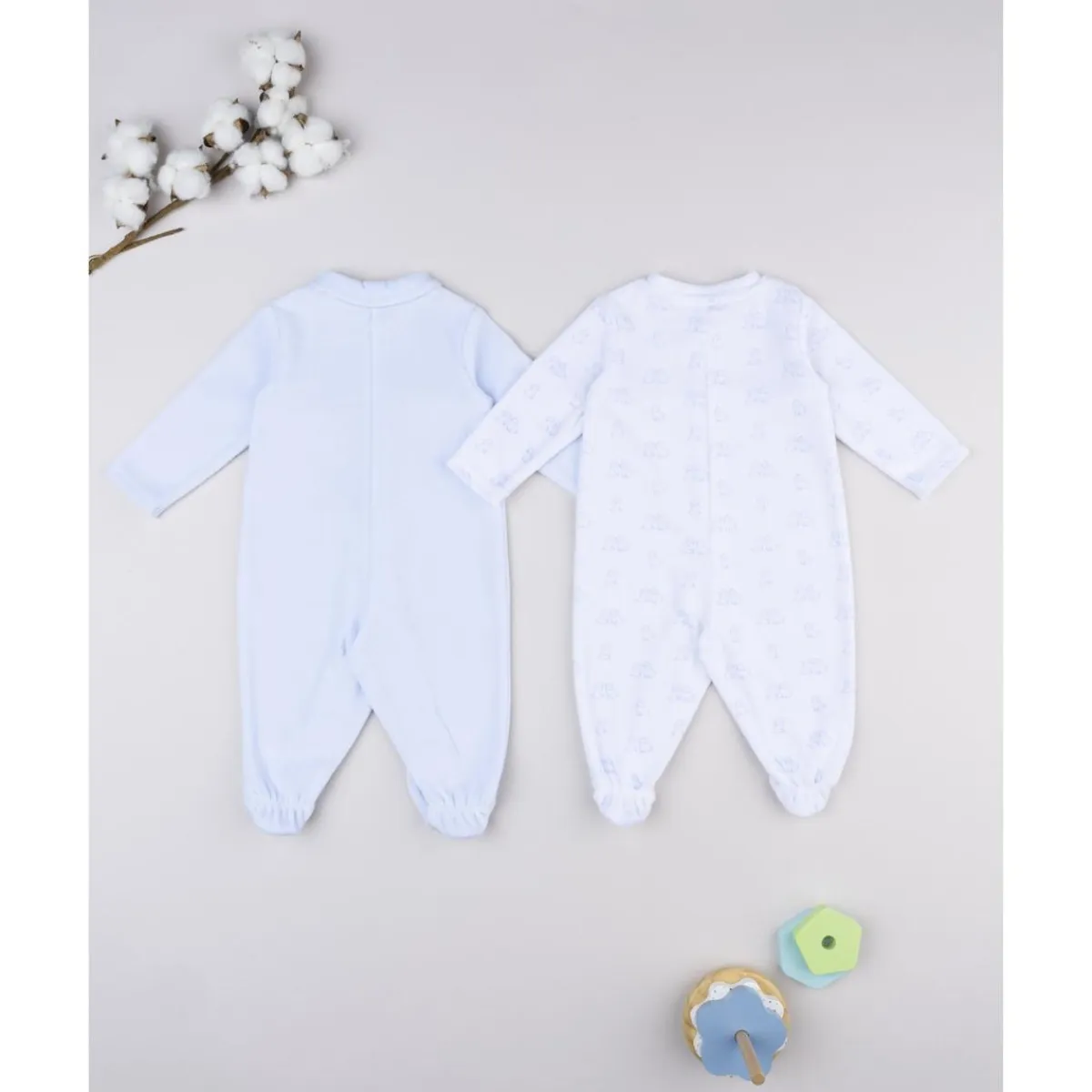 Pack 2 pijamas de bebé niño en terciopelo con estampado de perritos*Prenatal Discount