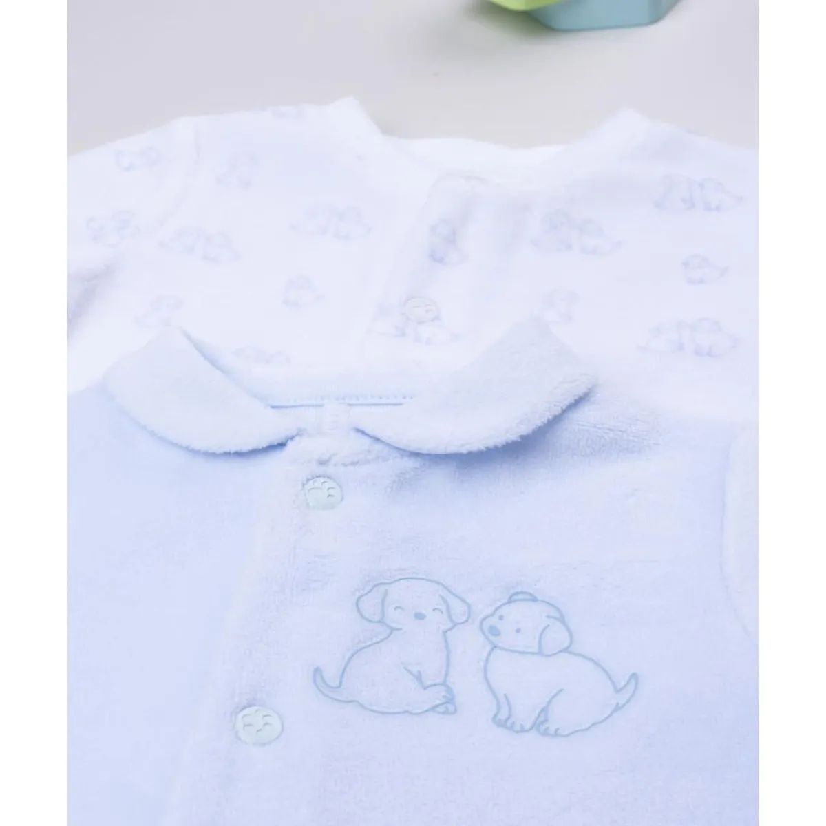 Pack 2 pijamas de bebé niño en terciopelo con estampado de perritos*Prenatal Discount