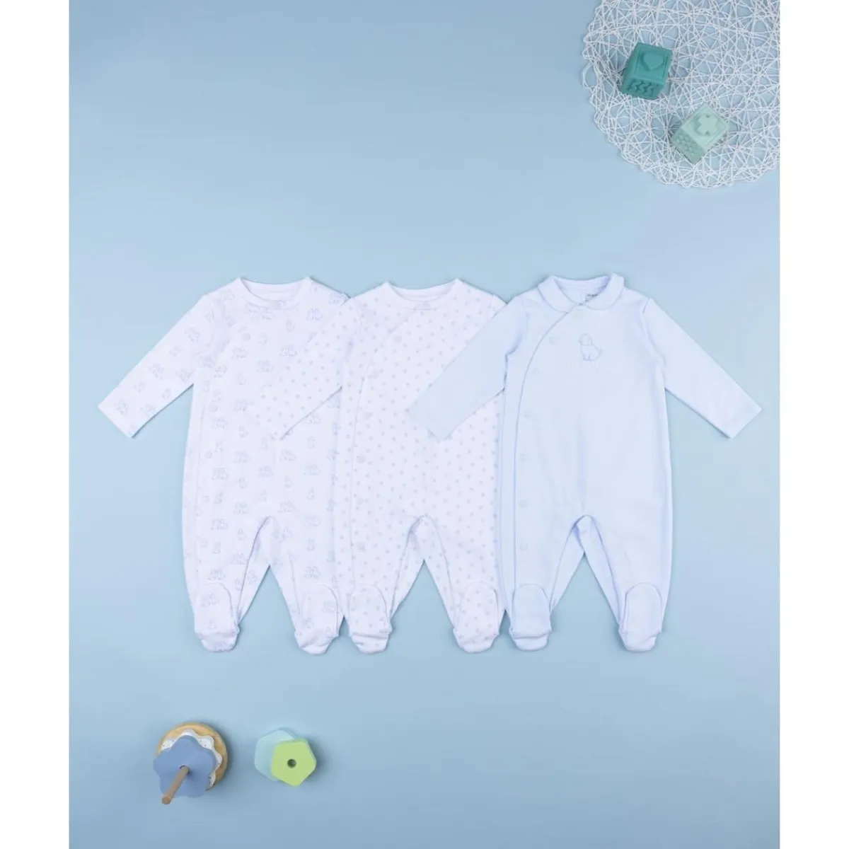 Pack 3 pijamas de bebé niño con estampado de perritos*Prenatal Clearance