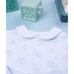 Pack 2 pijamas de bebé niño en terciopelo blanco y azul*Prenatal