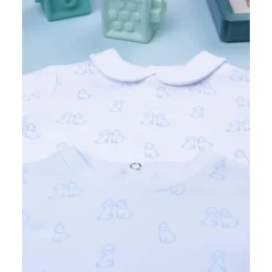 Pack 2 pijamas de bebé niño en terciopelo blanco y azul*Prenatal