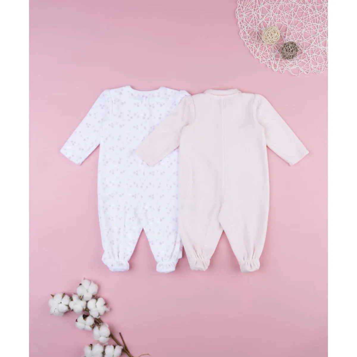 Best Pack 2 pijamas de bebé rosa y blanco en terciopelo Ropa Y Accesorios·Peleles|Recién Nacido·Ropa Y Accesorios
